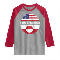 I Stand With Greenland Raglan Shirt Political Protest Greenlander American Flag