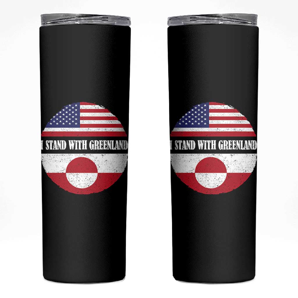 I Stand With Greenland Skinny Tumbler Political Protest Greenlander American Flag