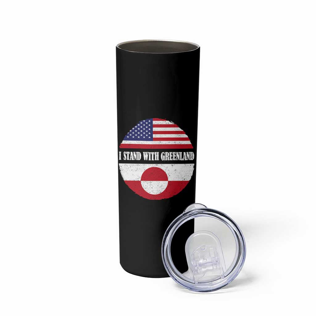 I Stand With Greenland Skinny Tumbler Political Protest Greenlander American Flag