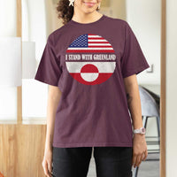 I Stand With Greenland T Shirt For Women Political Protest Greenlander American Flag
