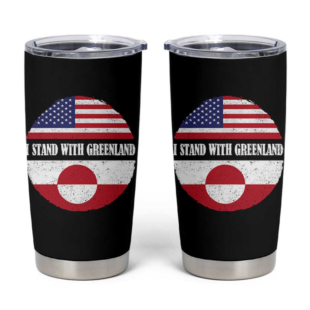I Stand With Greenland Tumbler Cup Political Protest Greenlander American Flag