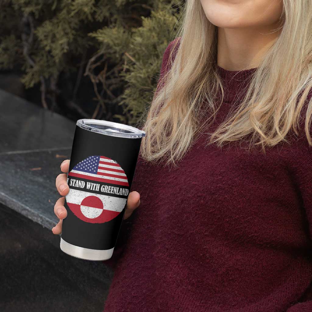 I Stand With Greenland Tumbler Cup Political Protest Greenlander American Flag