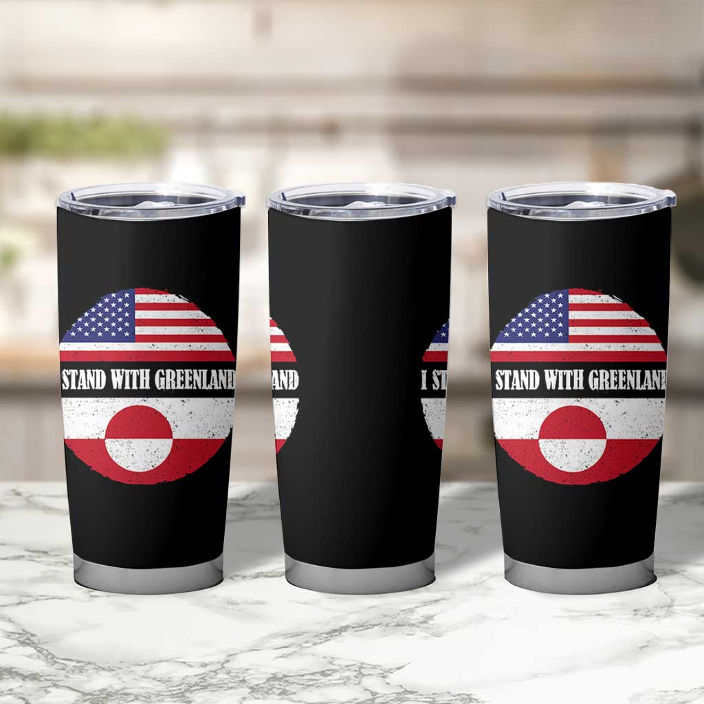 I Stand With Greenland Tumbler Cup Political Protest Greenlander American Flag