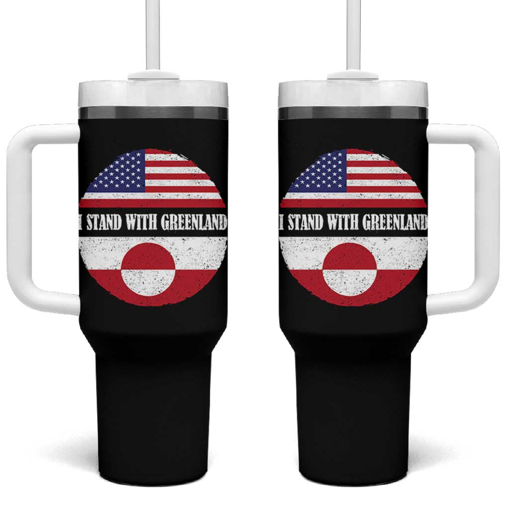 I Stand With Greenland Tumbler With Handle Political Protest Greenlander American Flag