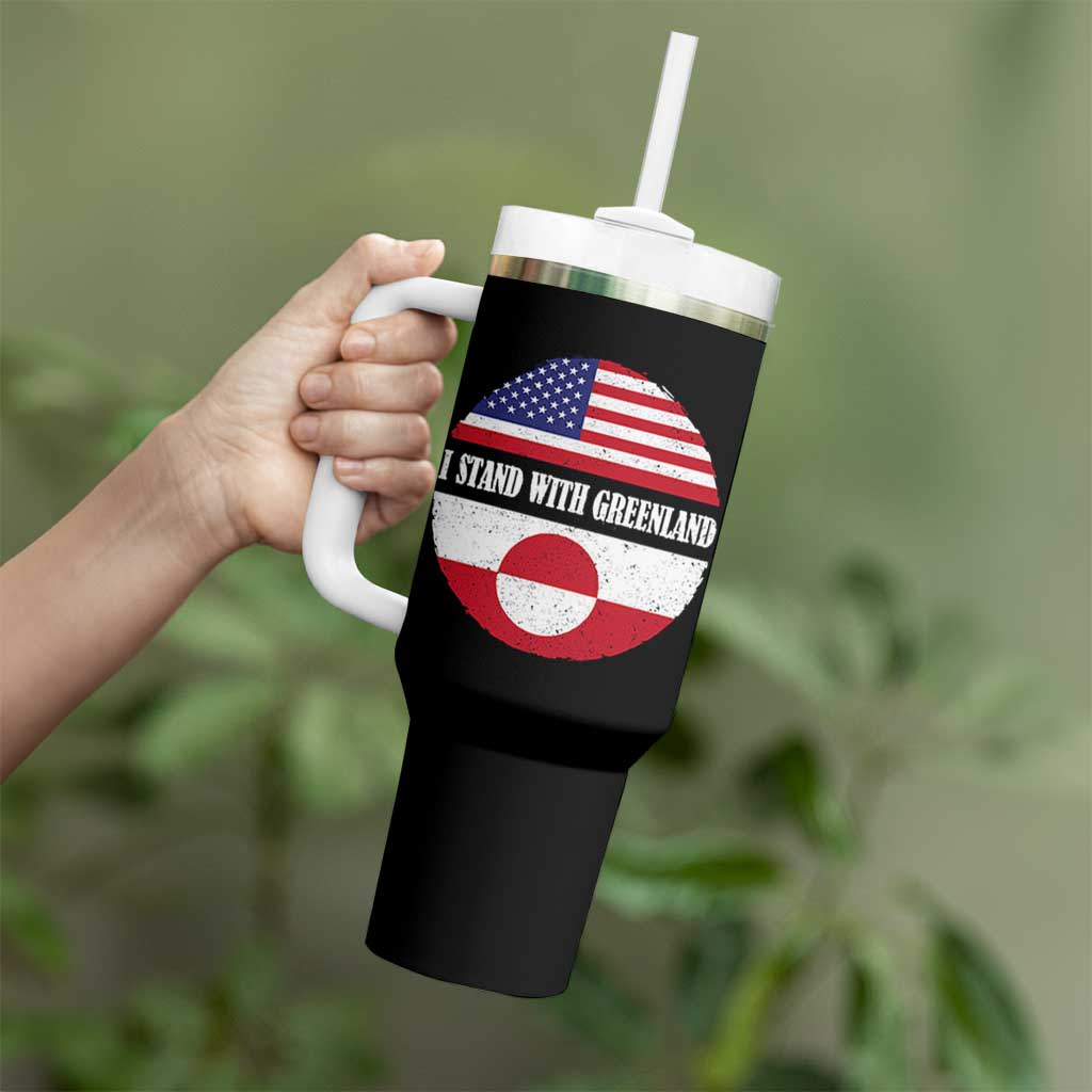 I Stand With Greenland Tumbler With Handle Political Protest Greenlander American Flag