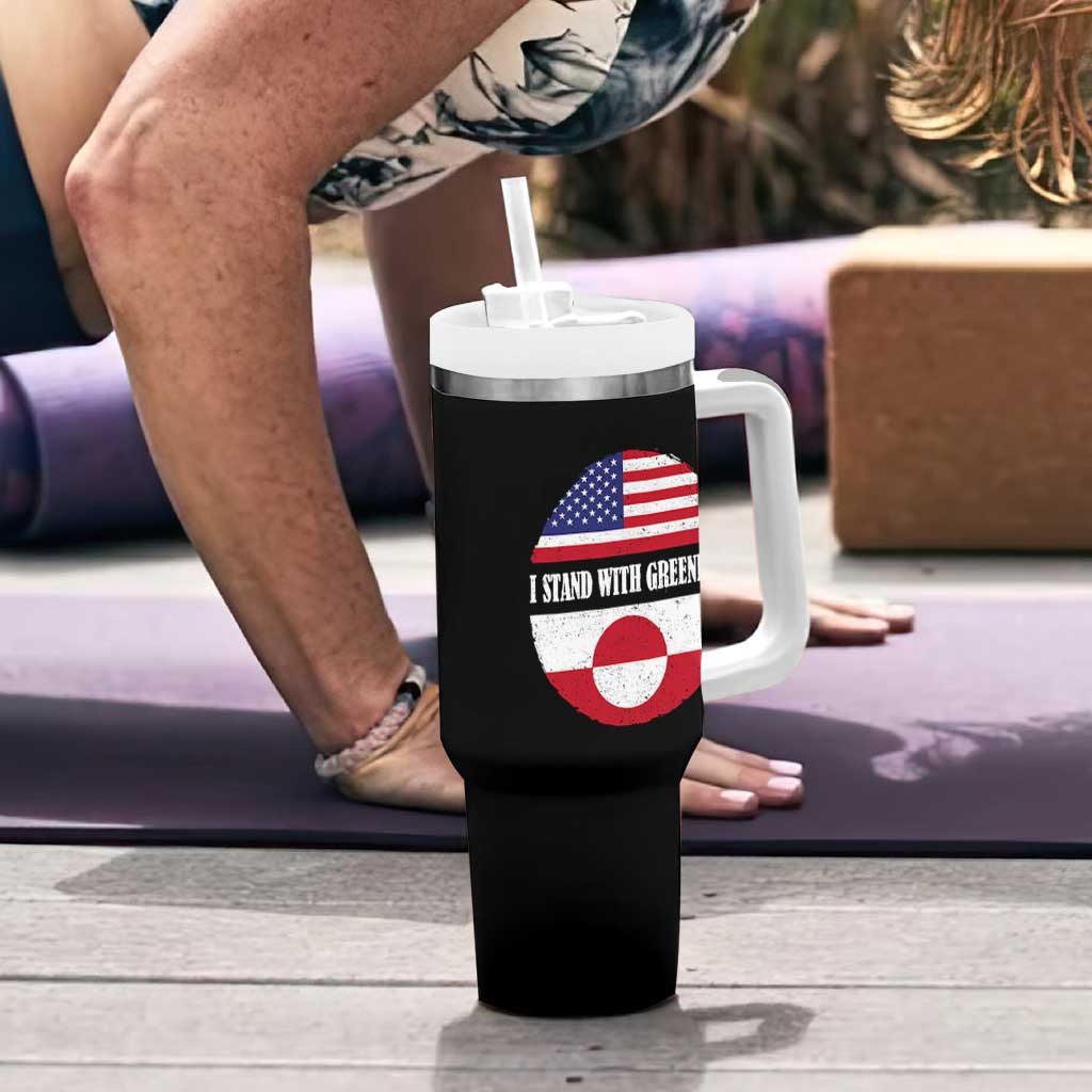 I Stand With Greenland Tumbler With Handle Political Protest Greenlander American Flag