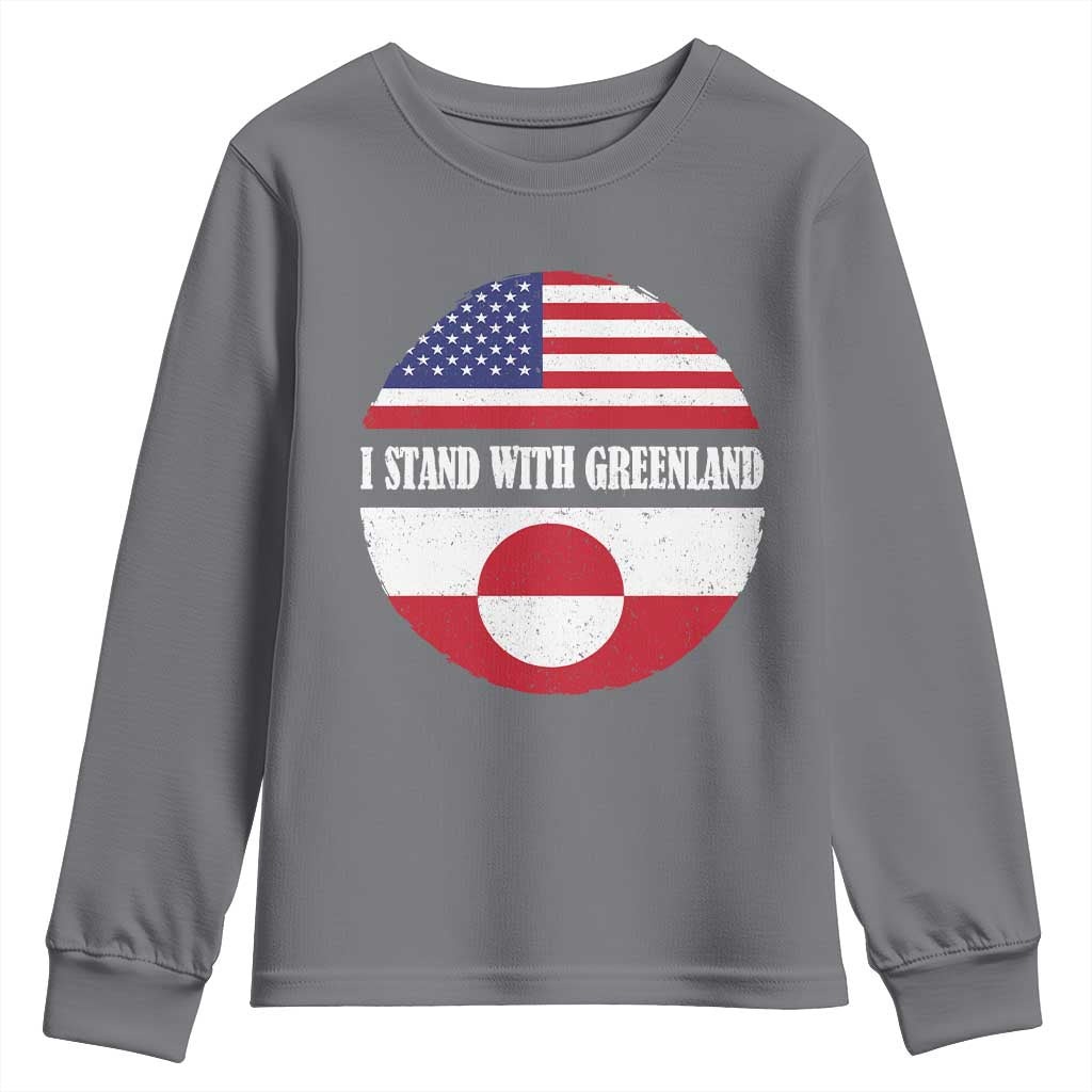 I Stand With Greenland Youth Sweatshirt Political Protest Greenlander American Flag