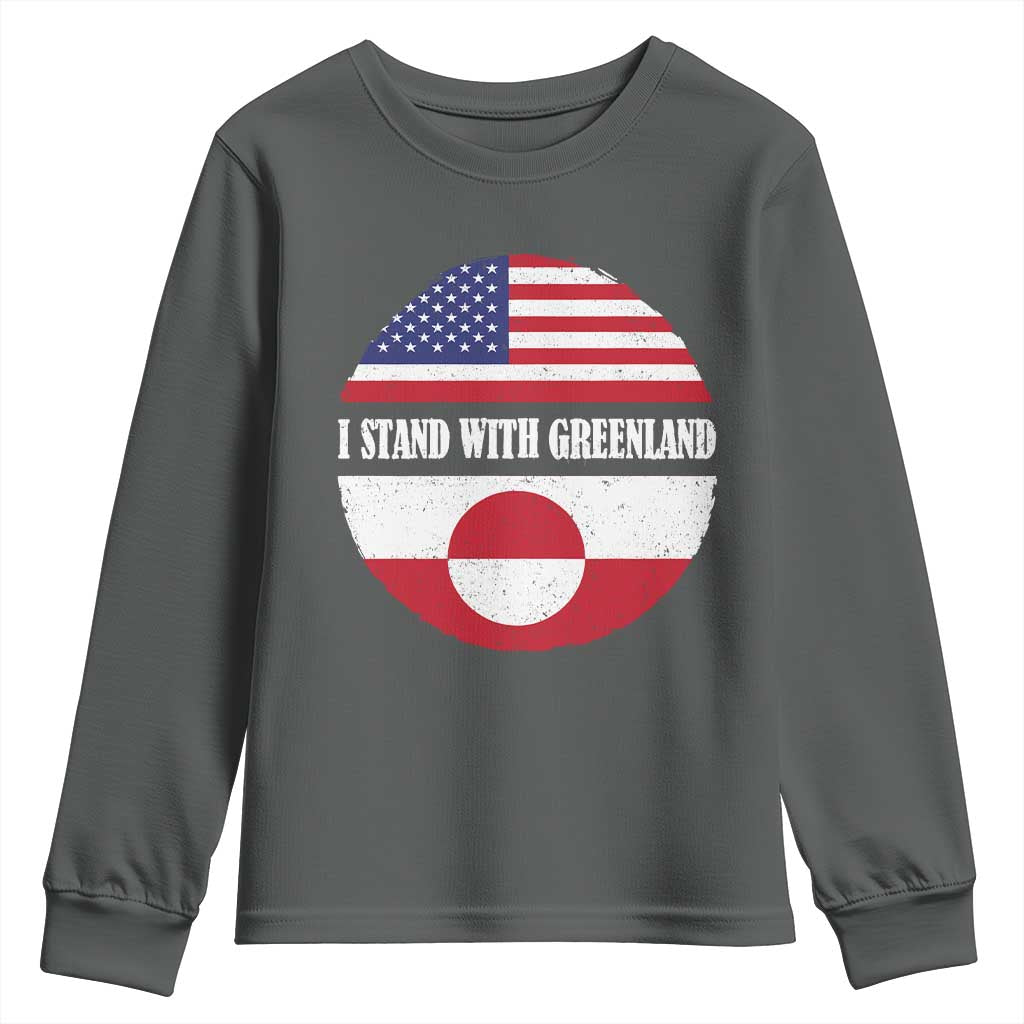 I Stand With Greenland Youth Sweatshirt Political Protest Greenlander American Flag