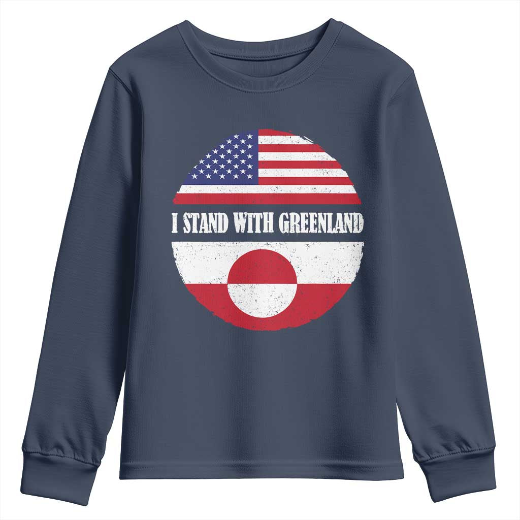 I Stand With Greenland Youth Sweatshirt Political Protest Greenlander American Flag