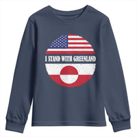 I Stand With Greenland Youth Sweatshirt Political Protest Greenlander American Flag
