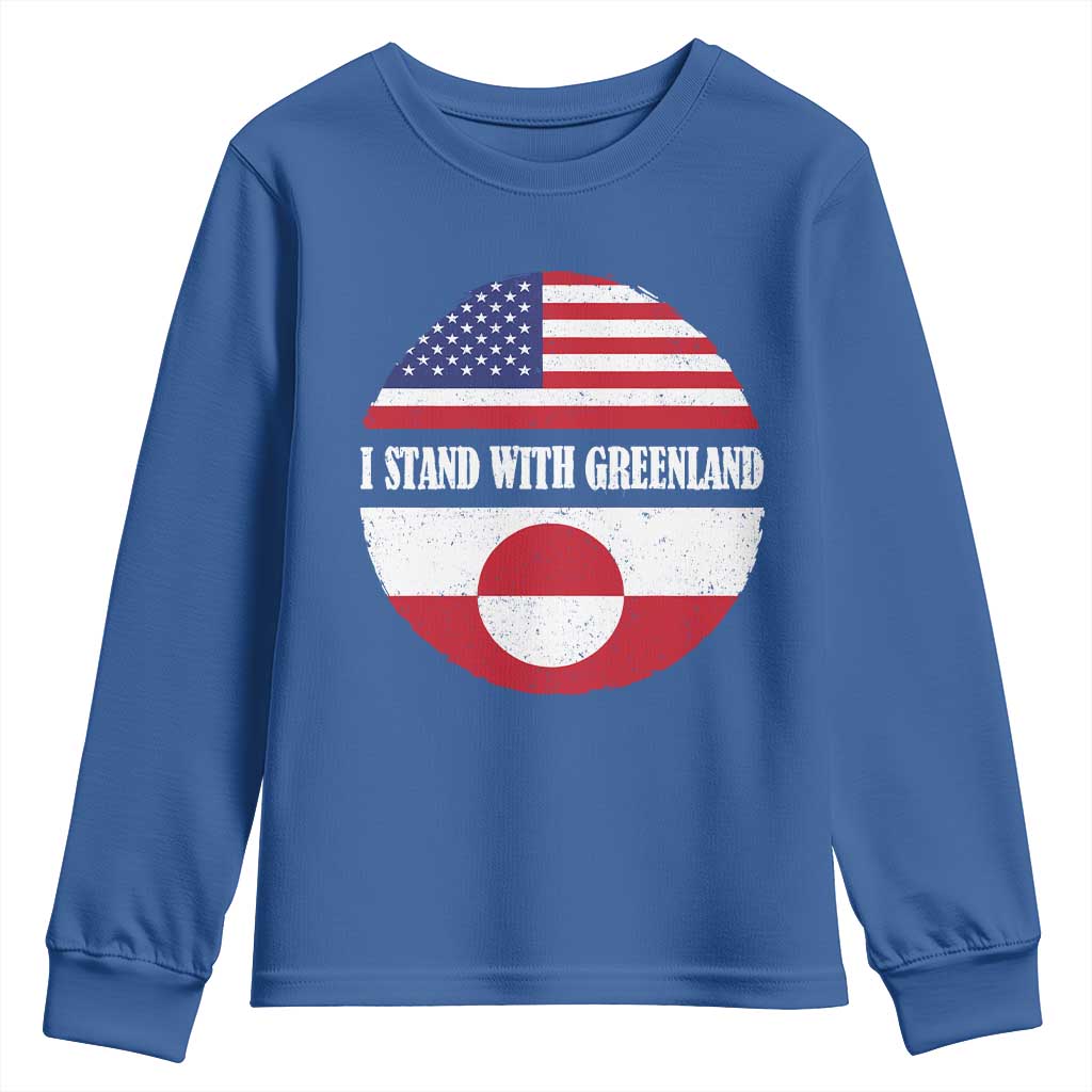 I Stand With Greenland Youth Sweatshirt Political Protest Greenlander American Flag