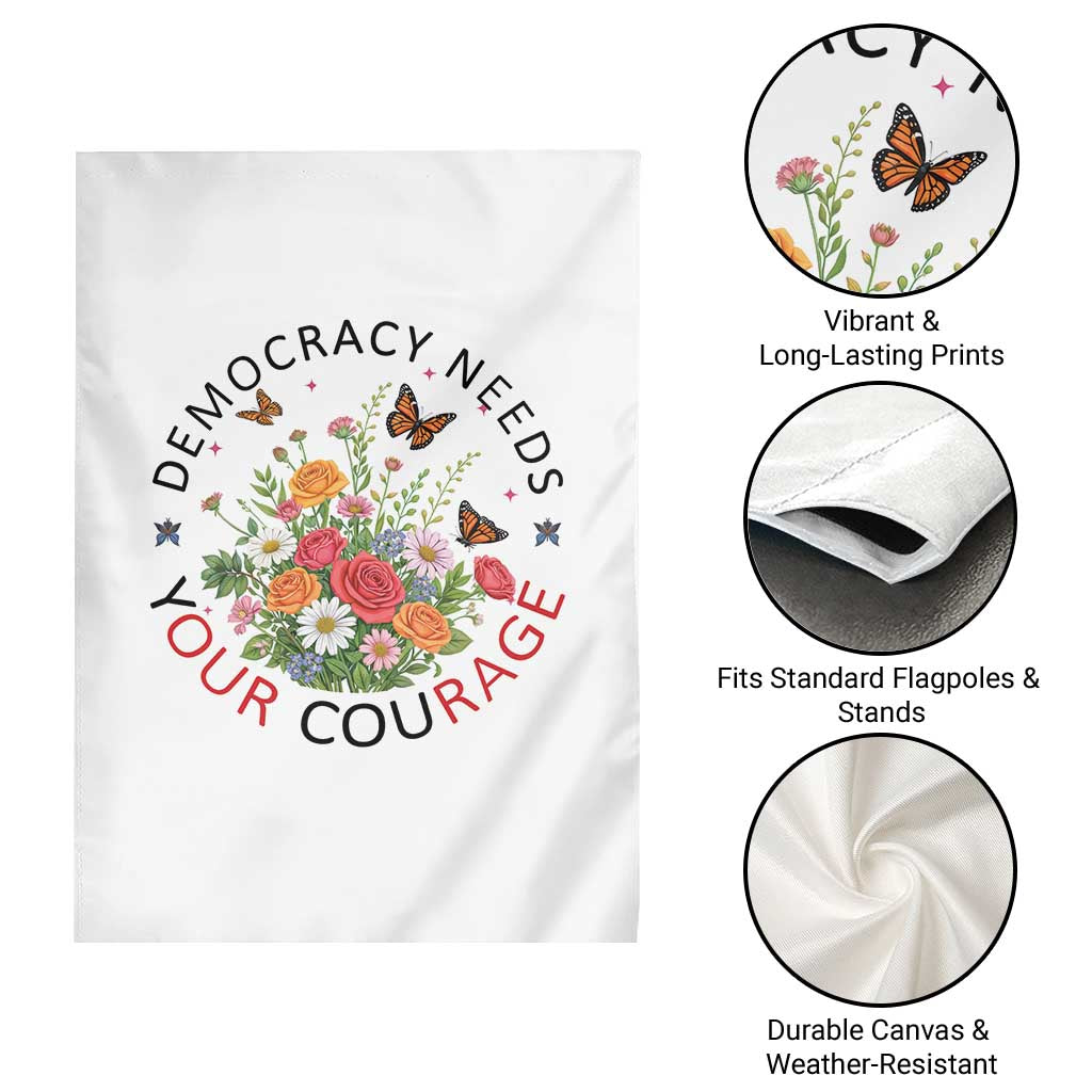 Pro Democracy Garden Flag Human Rights Our Rage Protest Floral FDT