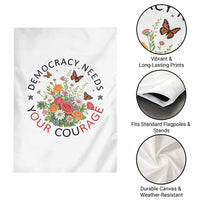 Pro Democracy Garden Flag Human Rights Our Rage Protest Floral FDT