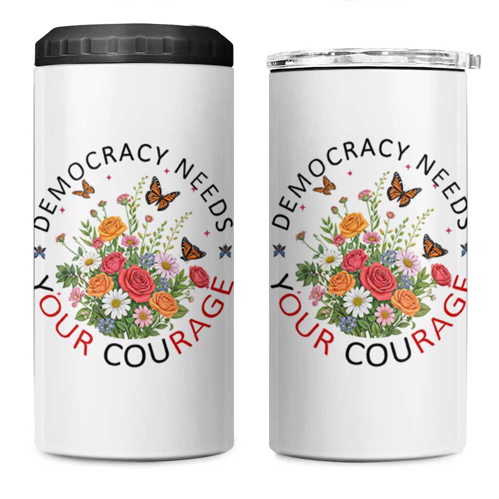 Pro Democracy 4 in 1 Can Cooler Tumbler Human Rights Our Rage Protest Floral FDT