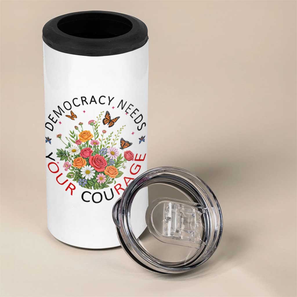 Pro Democracy 4 in 1 Can Cooler Tumbler Human Rights Our Rage Protest Floral FDT