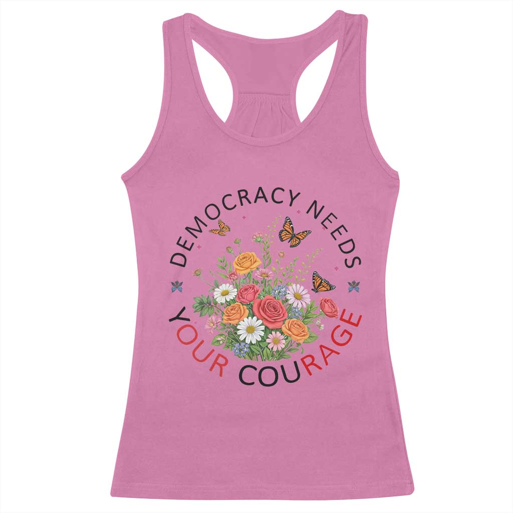 Pro Democracy Racerback Tank Top Human Rights Our Rage Protest Floral FDT