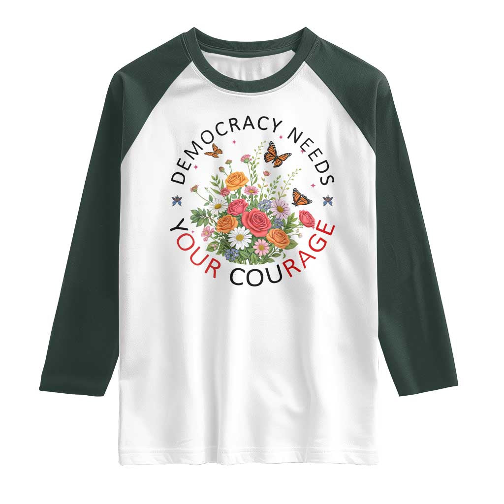Pro Democracy Raglan Shirt Human Rights Our Rage Protest Floral FDT