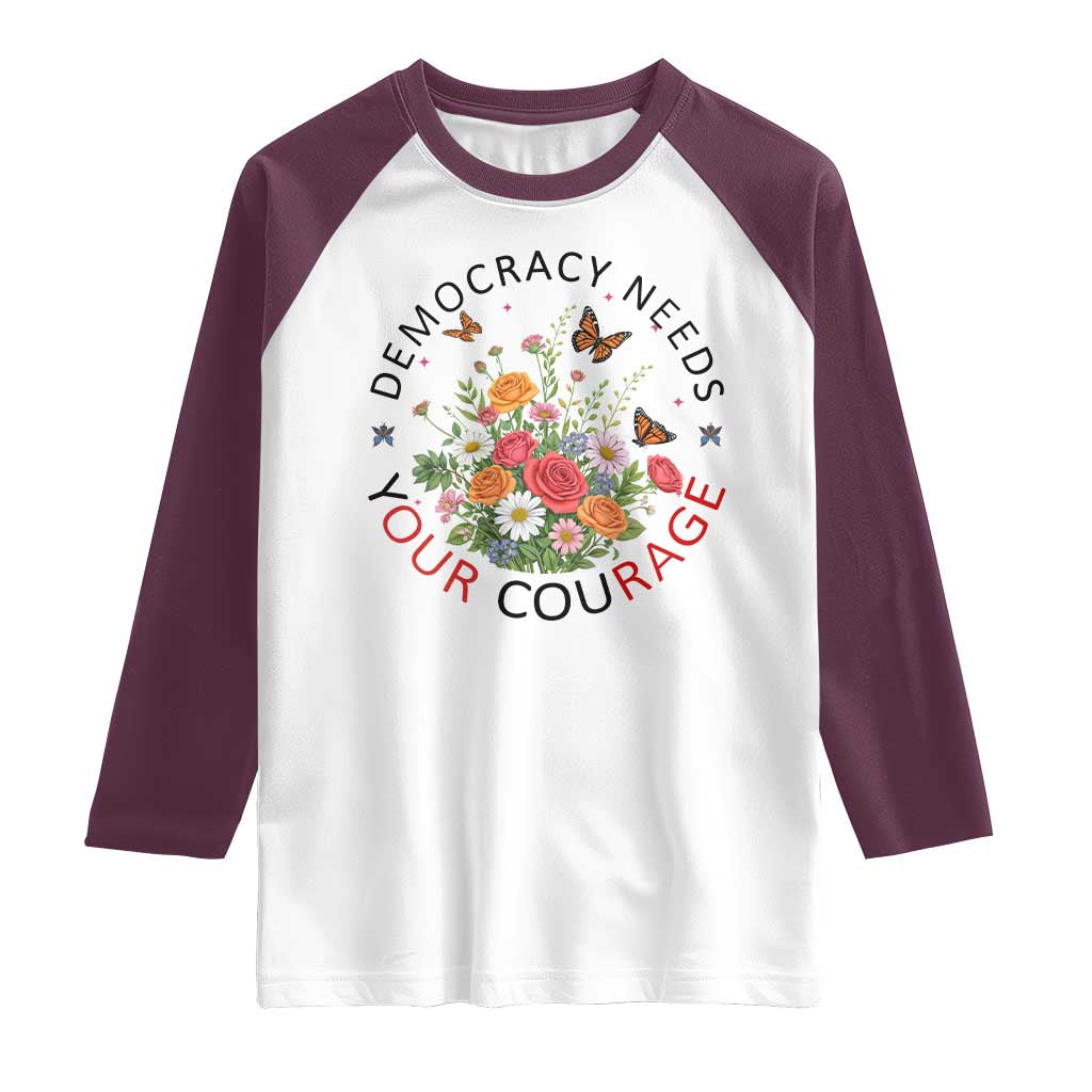 Pro Democracy Raglan Shirt Human Rights Our Rage Protest Floral FDT