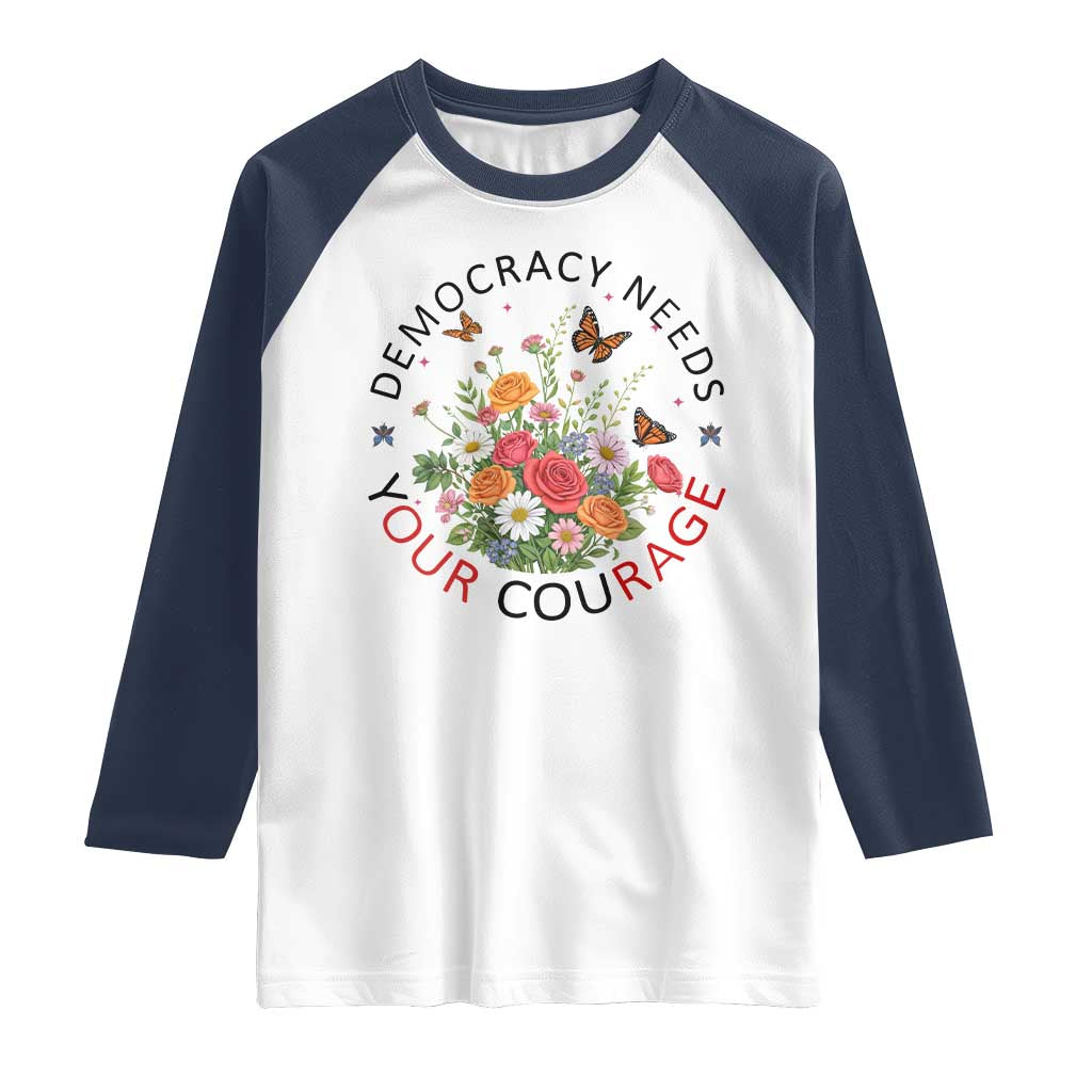 Pro Democracy Raglan Shirt Human Rights Our Rage Protest Floral FDT