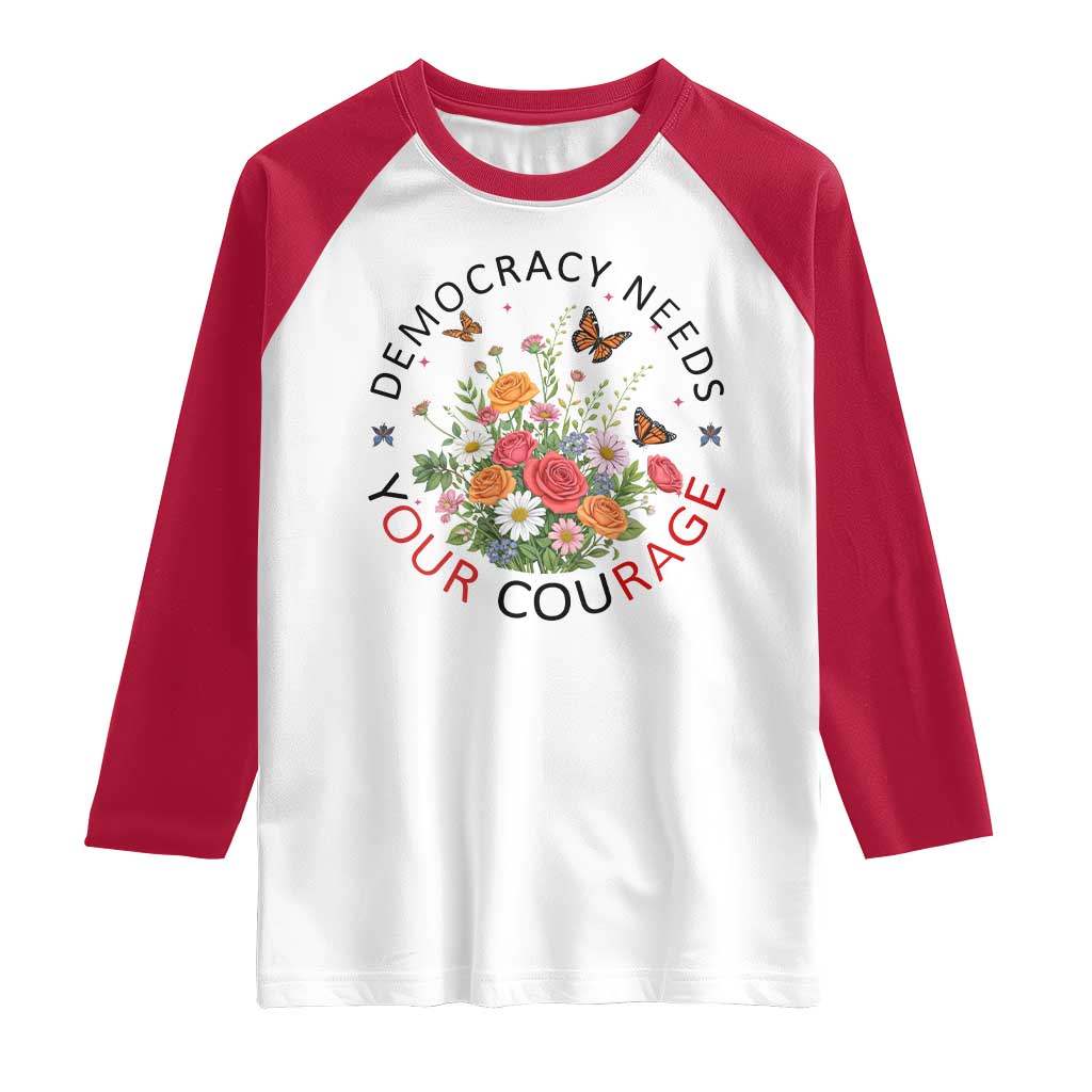 Pro Democracy Raglan Shirt Human Rights Our Rage Protest Floral FDT