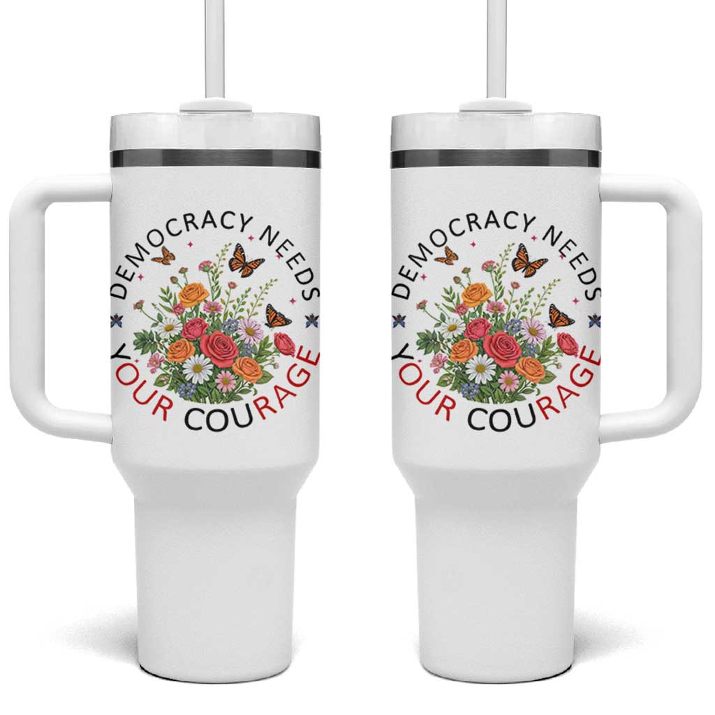 Pro Democracy Tumbler With Handle Human Rights Our Rage Protest Floral FDT