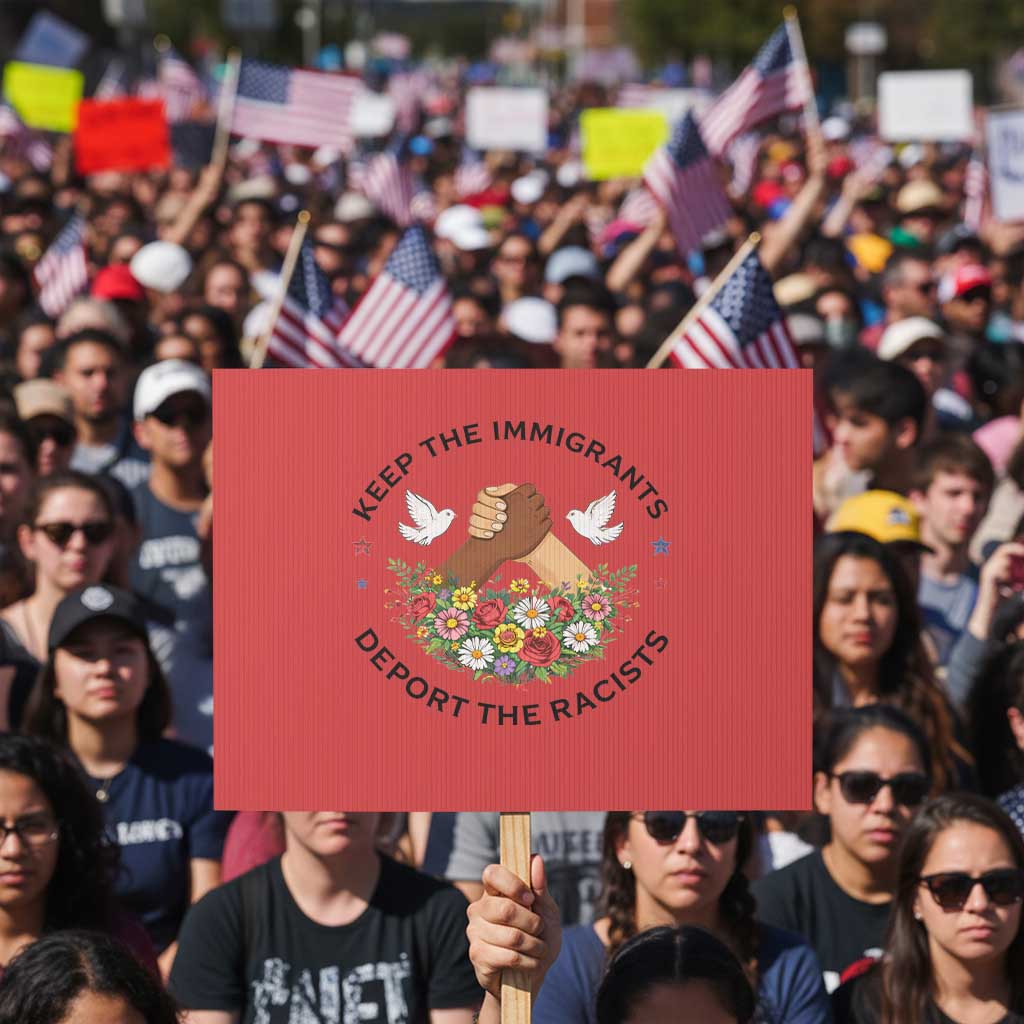 Keep The Immigrants Deport The Racist Protest Sign Floral FDT