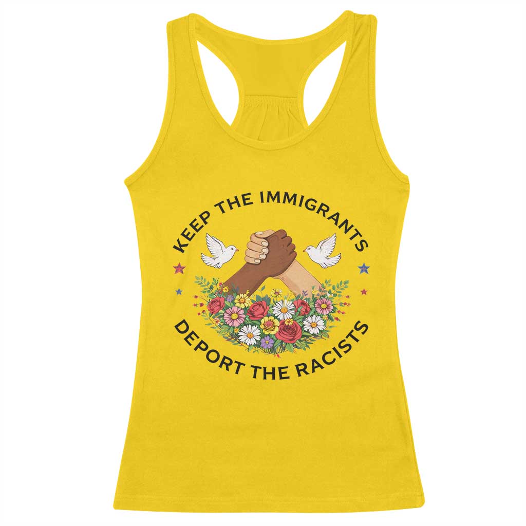 Keep The Immigrants Deport The Racist Racerback Tank Top Floral FDT