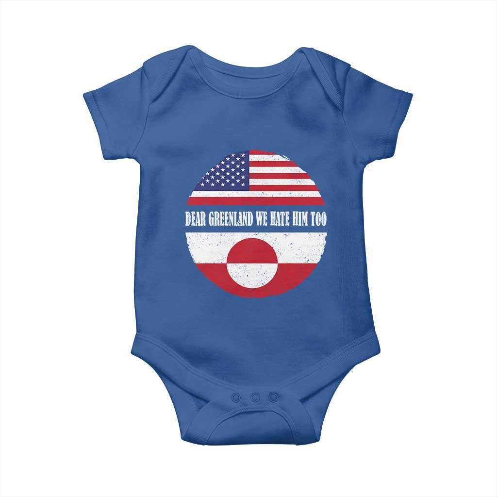 Dear Greenland We Hate Him Too Baby Onesie Political Protest Greenlander American Flag