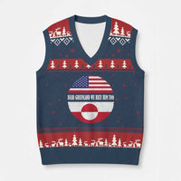 Dear Greenland We Hate Him Too V-Neck Knit Sweater Vest Political Protest Greenlander American Flag