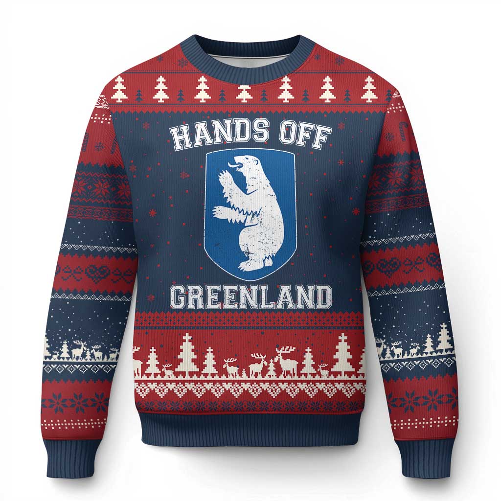 Hands Off Greenland Ugly Christmas Sweater Polar Bear Vintage Political Protest