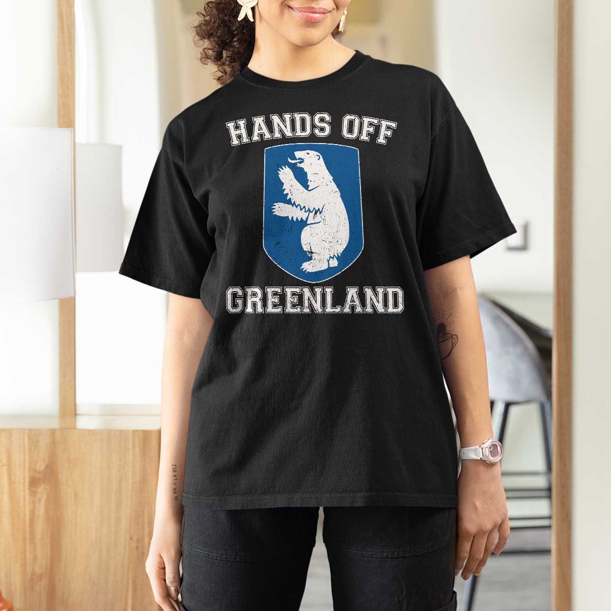 Hands Off Greenland T Shirt For Women Polar Bear Vintage Political Protest
