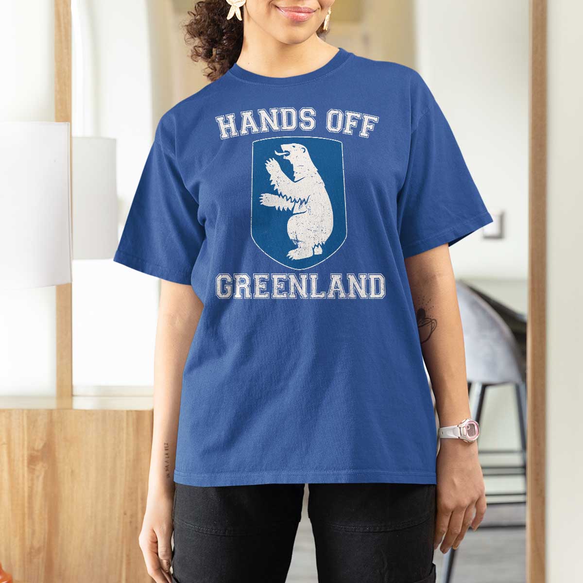 Hands Off Greenland T Shirt For Women Polar Bear Vintage Political Protest