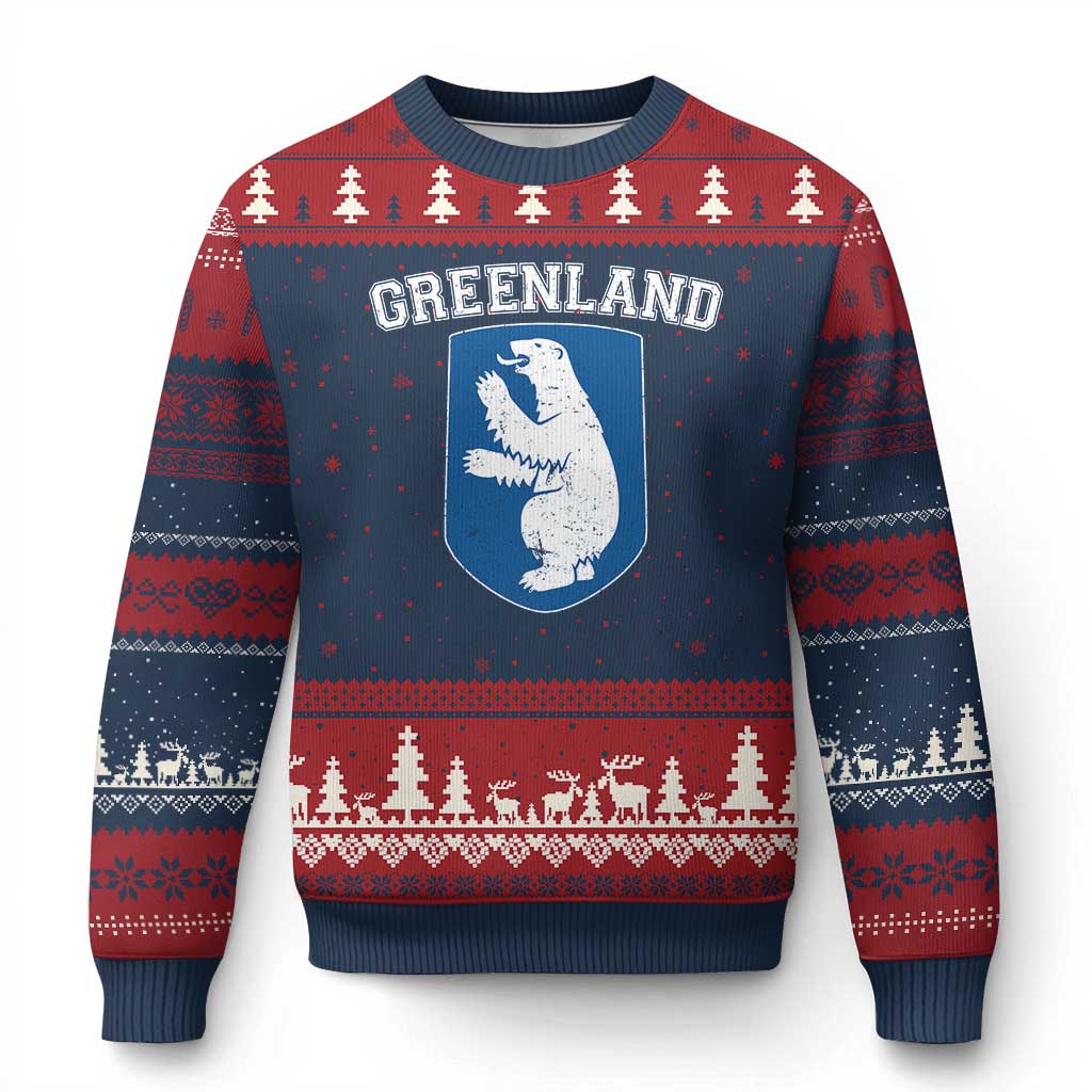 Greenland Ugly Christmas Sweater Polar Bear Vintage Political Protest