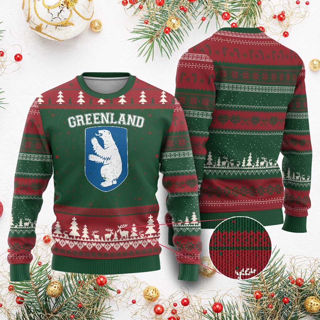 Greenland Ugly Christmas Sweater Polar Bear Vintage Political Protest