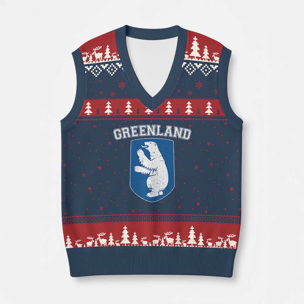 Greenland V-Neck Knit Sweater Vest Polar Bear Vintage Political Protest