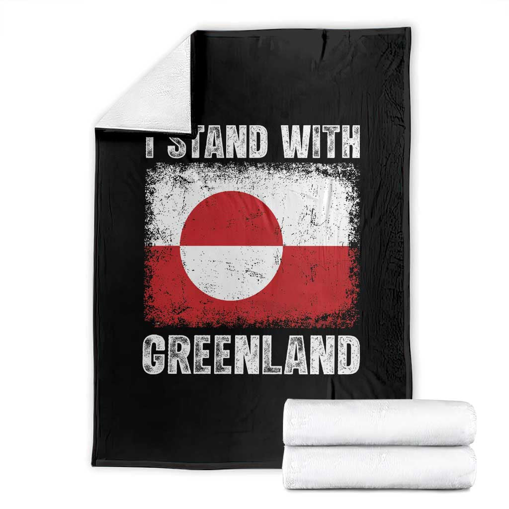 I Stand With Greenland Throw Blanket Grunge Flag
