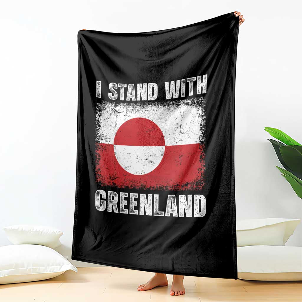 I Stand With Greenland Throw Blanket Grunge Flag