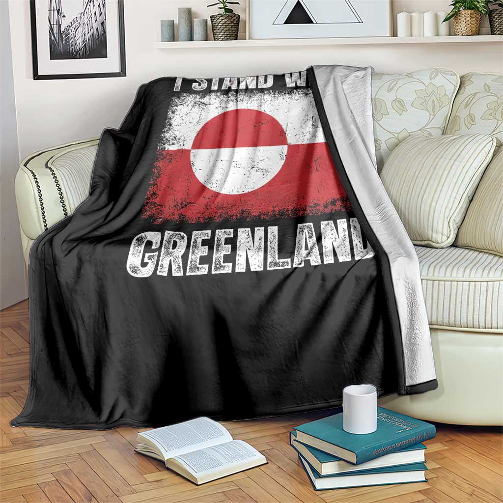 I Stand With Greenland Throw Blanket Grunge Flag