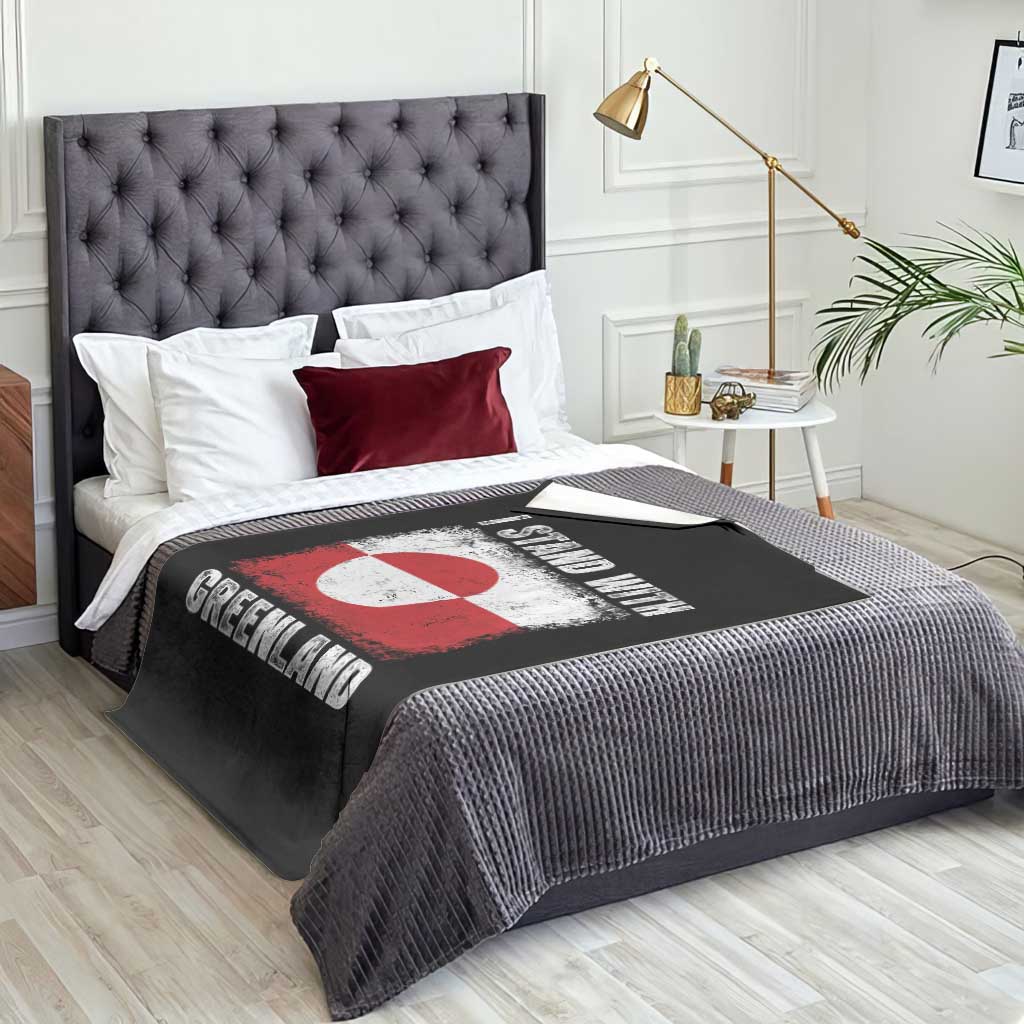 I Stand With Greenland Throw Blanket Grunge Flag