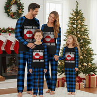 I Stand With Greenland Plaid Pajama Set Grunge Flag