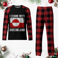 I Stand With Greenland Plaid Pajama Set Grunge Flag