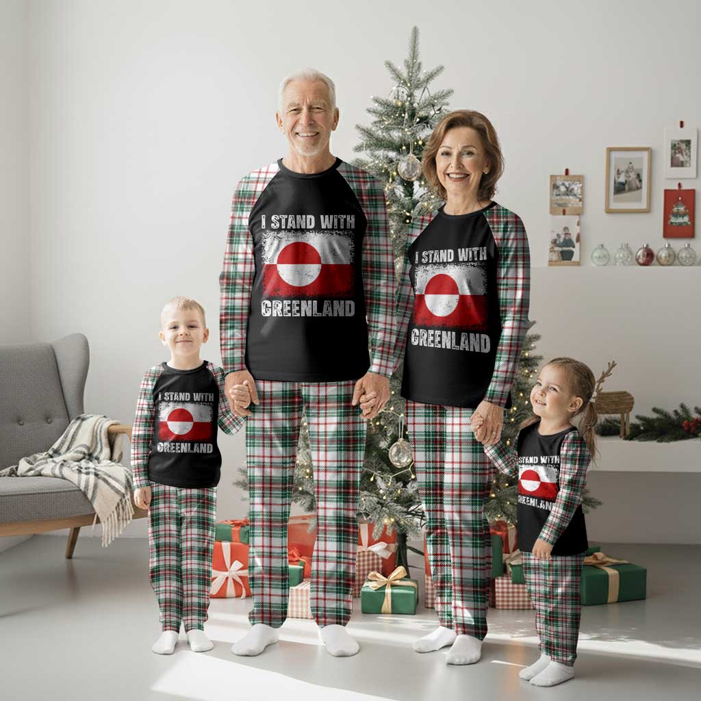 I Stand With Greenland Plaid Pajama Set Grunge Flag