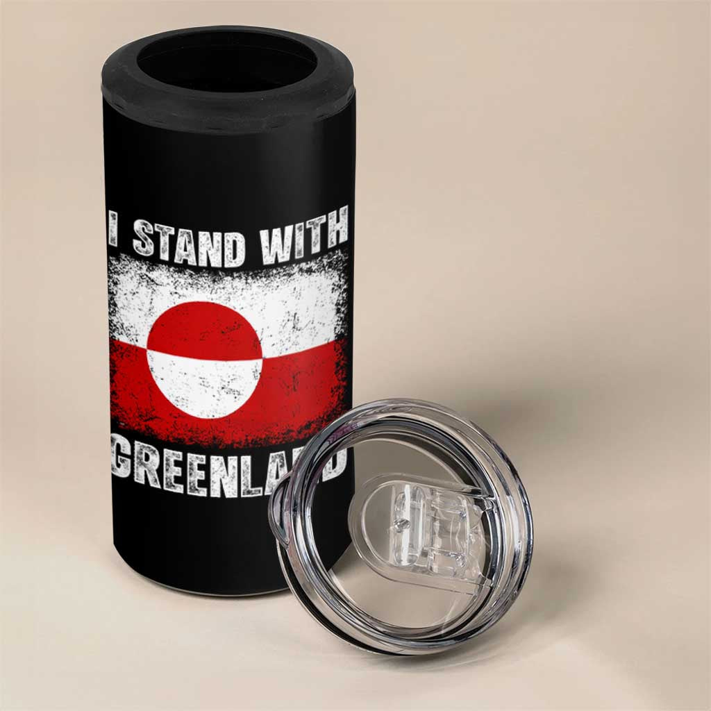I Stand With Greenland 4 in 1 Can Cooler Tumbler Grunge Flag