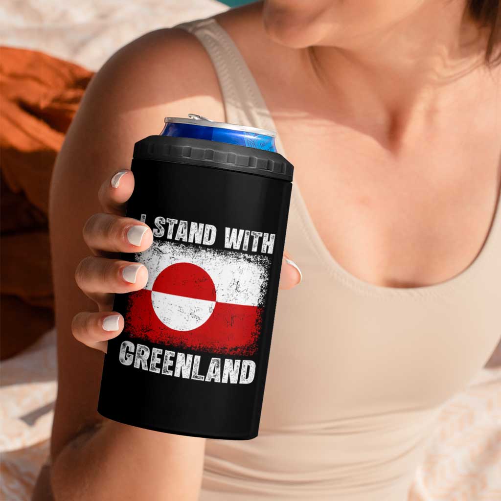 I Stand With Greenland 4 in 1 Can Cooler Tumbler Grunge Flag