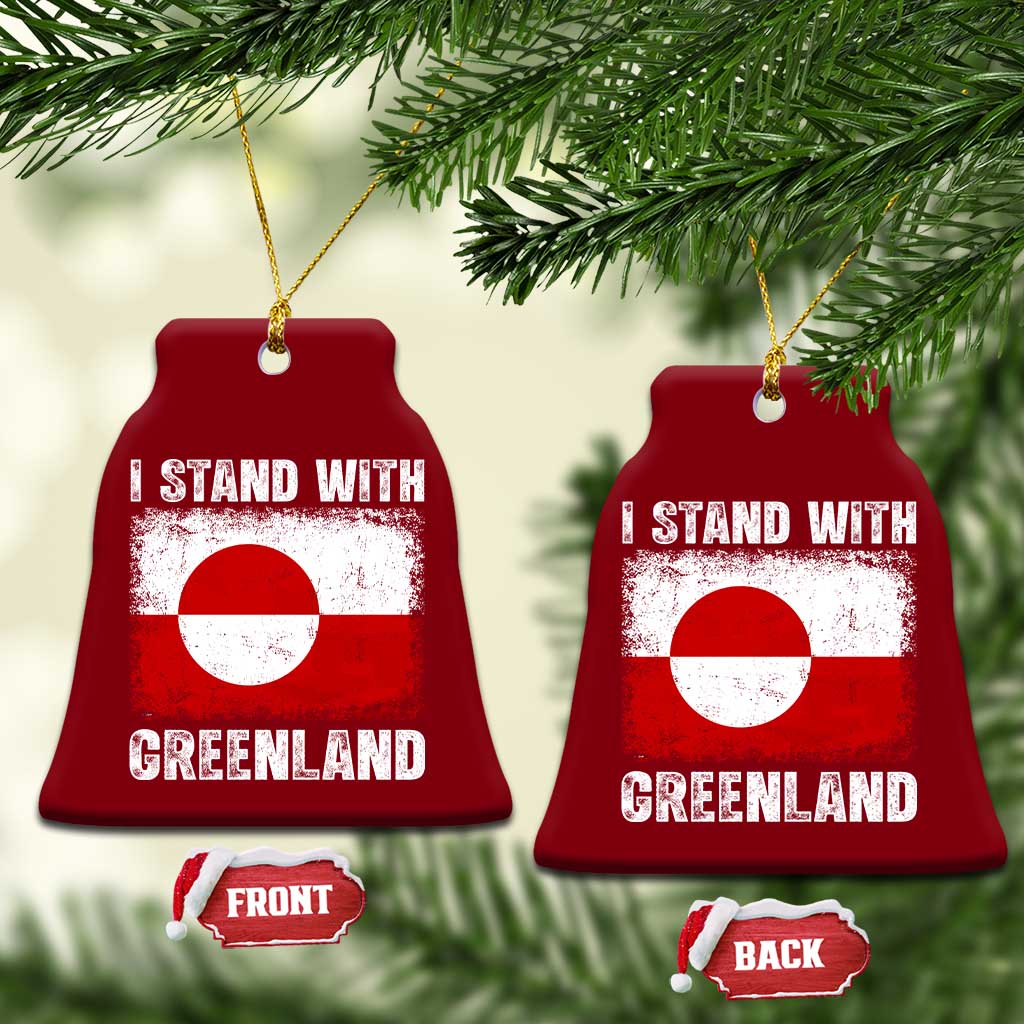 I Stand With Greenland Ceramic Ornament Grunge Flag