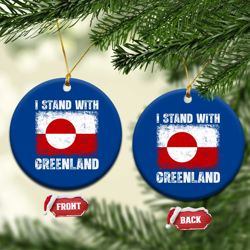 I Stand With Greenland Ceramic Ornament Grunge Flag