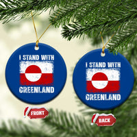 I Stand With Greenland Ceramic Ornament Grunge Flag