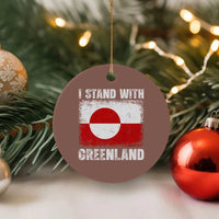 I Stand With Greenland Ceramic Ornament Grunge Flag