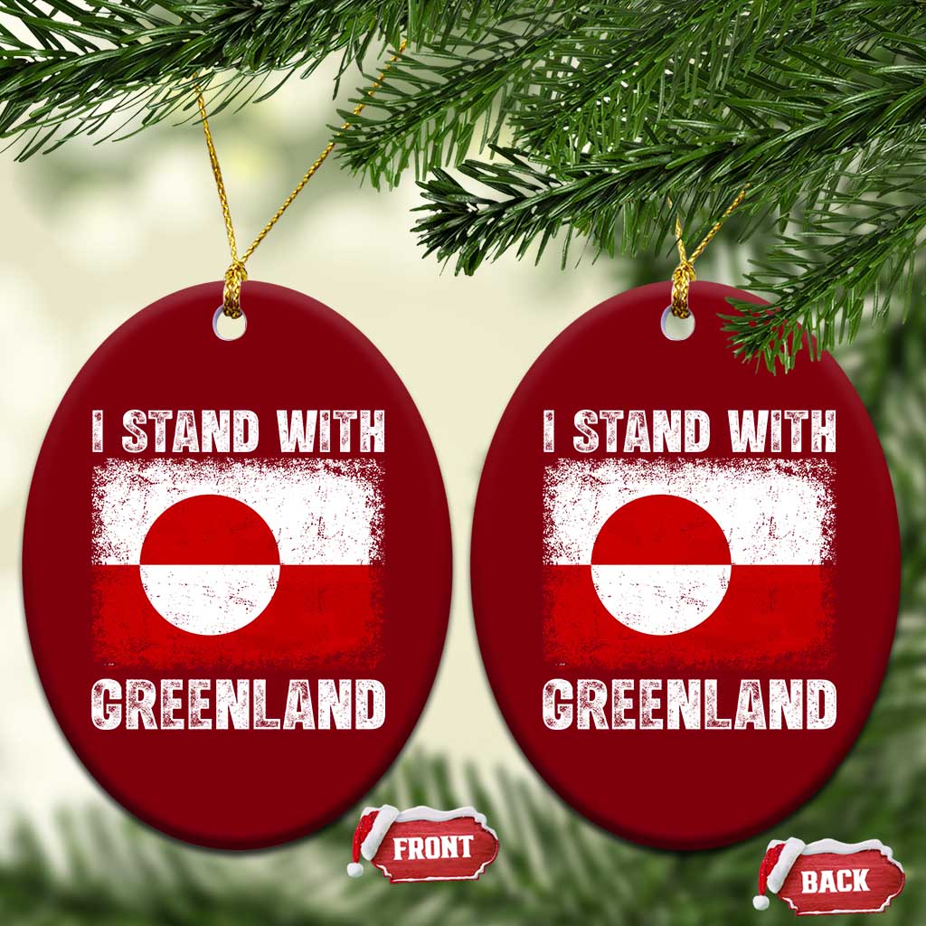 I Stand With Greenland Ceramic Ornament Grunge Flag