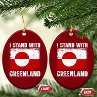 I Stand With Greenland Ceramic Ornament Grunge Flag